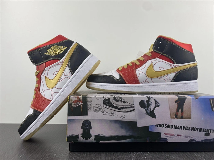 Jordan 1 Mid XQ White Black Sport Red DV0576- Refined 3694