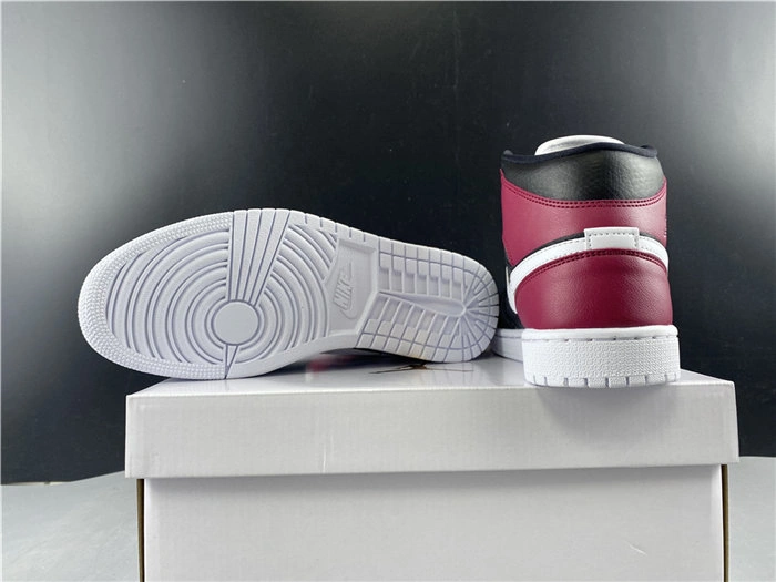 Contemporary Jordan1 Mid Black Noble Red BQ6472- 3734