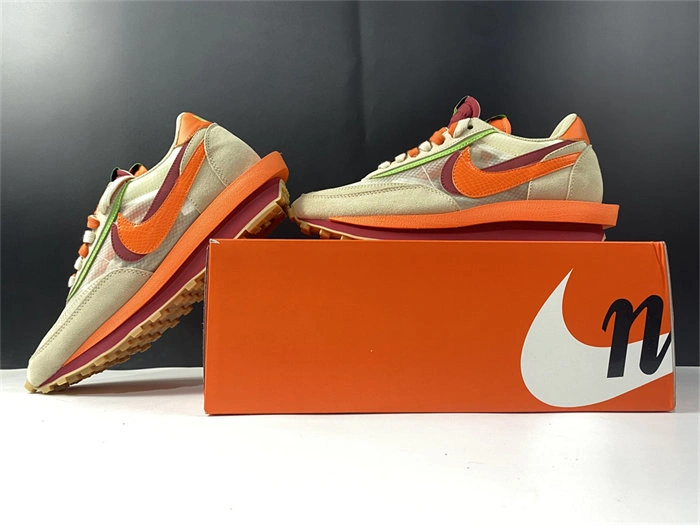 Stretchable Nike LD Waffle sacai CLOT Kiss of Death Net Orange Blaze 5232