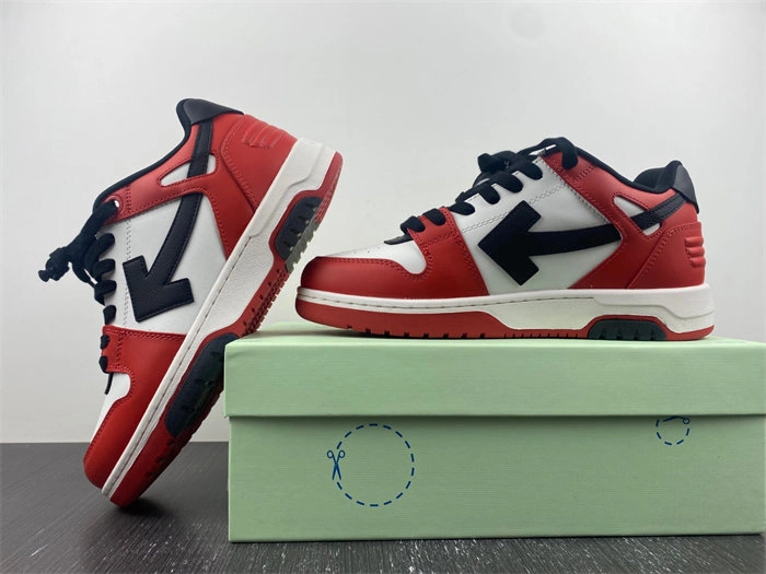 OFF-WHITE Out Of Office OOO Low Tops Black White Red OMIA189S22LEA Upgraded 3118